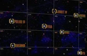 Organia in relation to Vega, Jouret IV, Pollux IV and Rigel