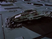 The USS Jenolan, crashed on the surface of the Dyson Sphere