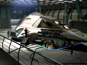 The Delta Flyer being prepared for its final mission