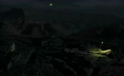 Photonic weapons fire on the T'Karath Sanctuary.