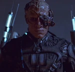 A Klingon drone on the hull of the Enterprise