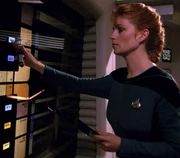 Dianna Giddings working in sickbay.