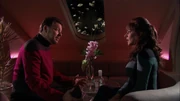 In Troi's quarters, the counselor talks with Riker