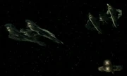 Two patrol ships approach a prison transport