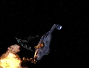 The attack ship is fired upon by the Breen.