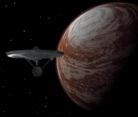 L'USS Enterprise orbitant autour de Delta Vega