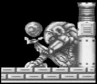 A black and white picture of the disguised Torizo Statue from Super Metroid.
