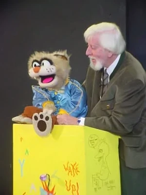 Spinney with his character Picklepuss (the rebuilt Muppet version)