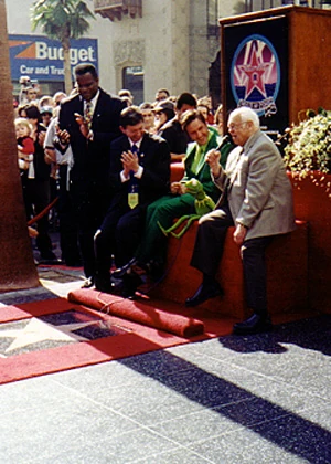 Kermit the Frog with honorary mayor of Hollywood Johnny Grant.