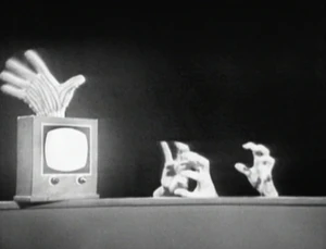 Human hands used as puppets.