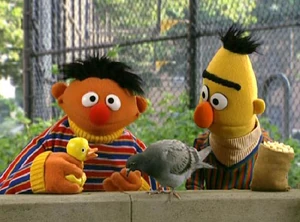 Ernie and Bert, the closest of companions with their closest of companions
