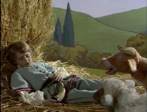 Little Boy Blue asleep in the hay