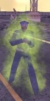 A ghost in Alpha Upsilon's devastated Paragon City