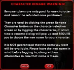 Character rename message.