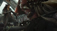 Jack Sparrow battles the Kraken.