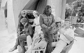 Linda Harrison on set between takes