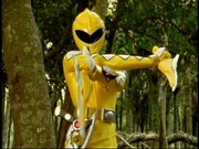 Kira as the Yellow Dino Ranger