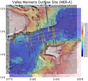 Possible landing site at Eos Chasma