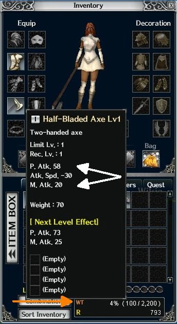 Alt+I opens this Inventory window