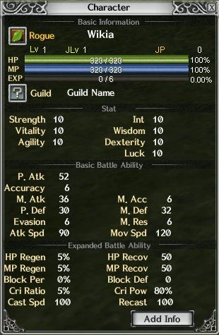 Alt+C opens this Character window