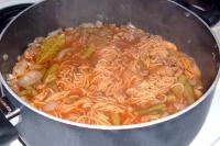 Beefy spaghetti soup
