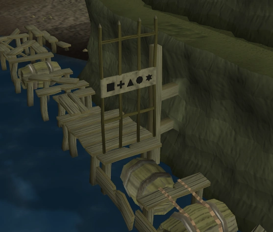 Gate (left) and lock puzzle (right)