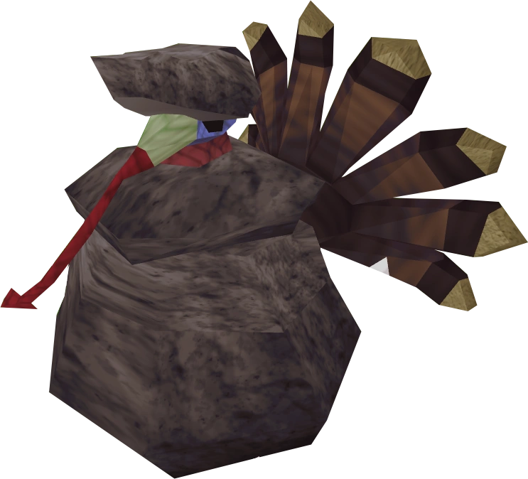 A turkey in a rock.
