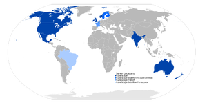 The Locations of the RuneScape servers.