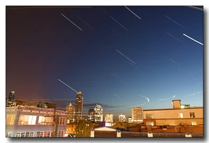 Downtown Seattle (with star trails) from Harvard Ave.