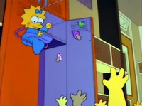 Maggie destribuindo as chupetas