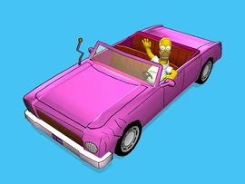 Homer e o Sedan da família em The Simpsons Road Rage