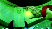 Clark places the kryptonite key in the octagonal slot of his ship.