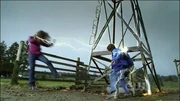 Lana absorbs Clark's powers during a lightning strike.