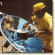 woman with parabolic cooker