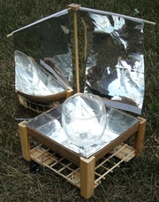 Hot Pot Cart - Lowering the HotPot and lower reflector reduces storage area for a cart cooker, lowers center of gravity for possible better resistance to wind loads from upper lightweight reflectors. -