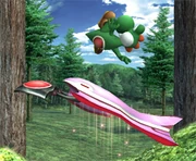 A Trowlon trying to pick up Yoshi