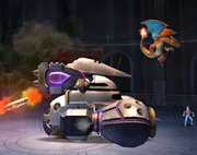 Galleom in his tank form fighting against Pokémon Trainer