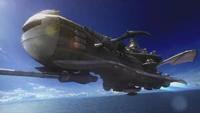 The Halberd flying in the World of Trophies.