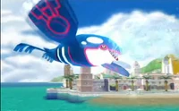 Kyogre flying above Delfino Plaza