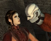 Bastila as Darth Malak's prisoner.