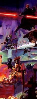 Darth Maul attacks a Black Sun stronghold.