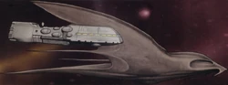An Oswaft next to a Dreadnaught-class heavy cruiser.