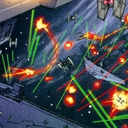 What might be a TIE Defender at the Battle of the Rebel Fleet.