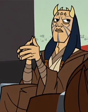 Although canonically identified as Agen Kolar, this Zabrak Jedi High Council member featured in Star Wars: Clone Wars instead resembles Eeth Koth.