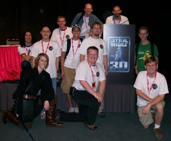 A group of Wookieepedians after the Stump the Wookiee contest at Celebration IV.