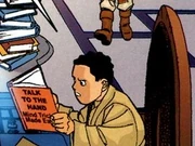 Bink reading the book in the Jedi Archives.