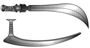 Ryyk blade (top), Ryyk kerarthorr blade (bottom).