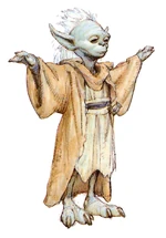 The concept sketch of Yoda which eventually became Yaddle.