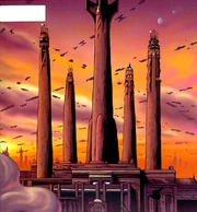The temple at sunset.