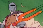 Boba Fett using an Amban phase-pulse blaster.
